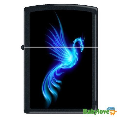 Zippo Phoenix-Burning Blue Black Matte Lighter 78072